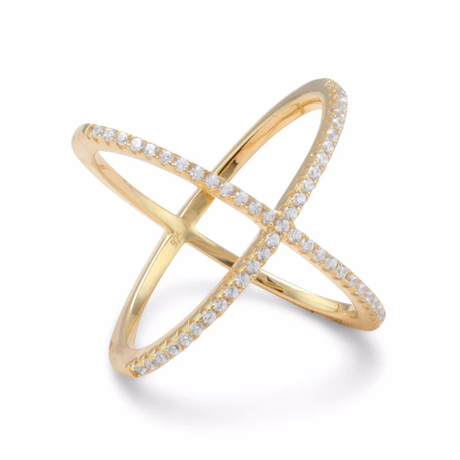 Criss Cross 'X' Ring - Gold