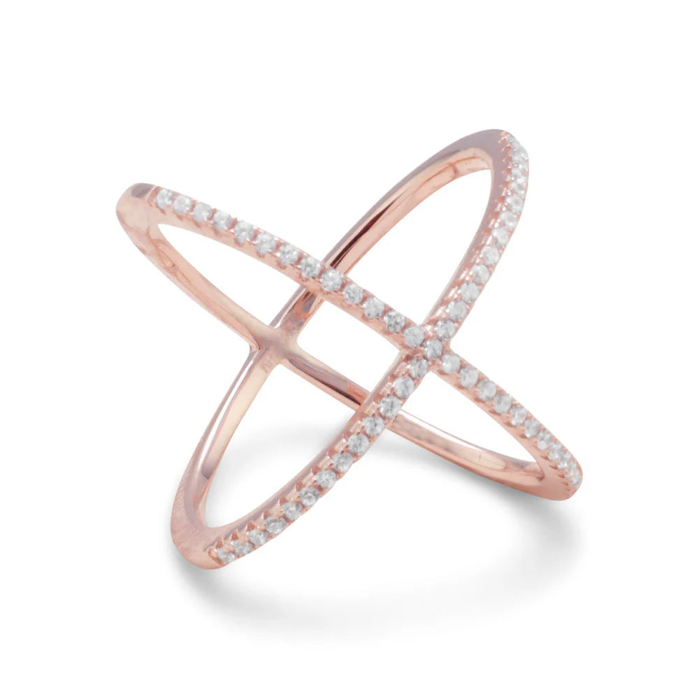 Criss Cross 'X' Ring - Rose