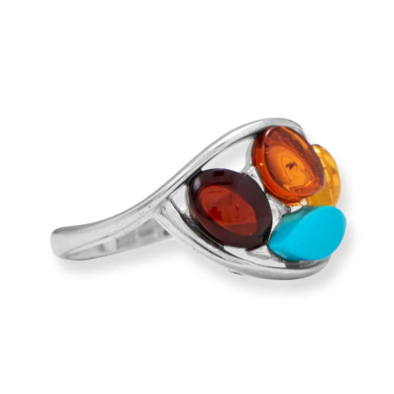 Amber and Turquoise Ring