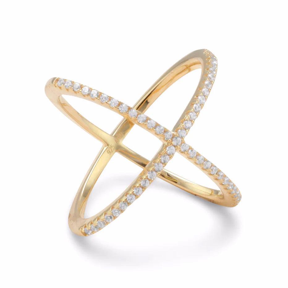 Criss Cross 'X' Ring - Gold