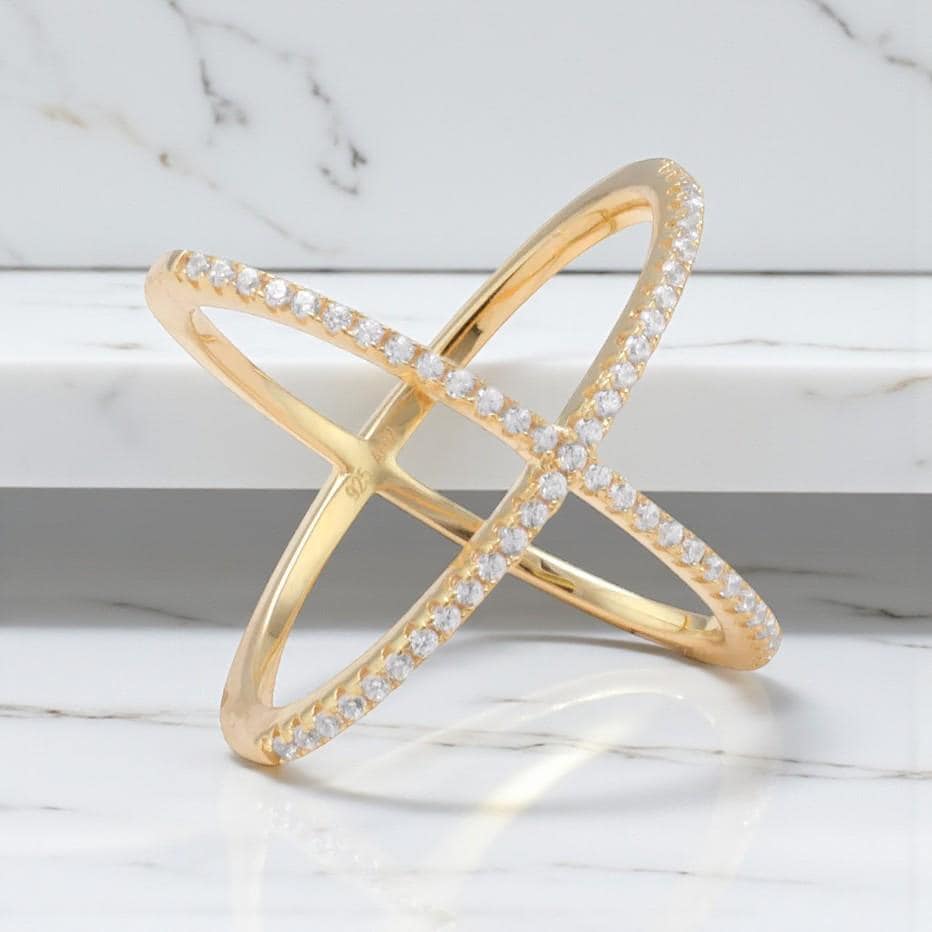 Criss Cross 'X' Ring - Gold