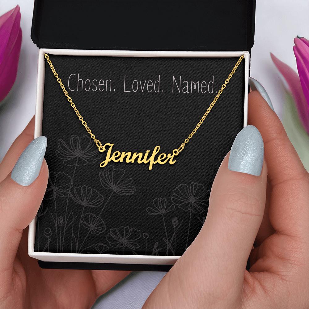 Custom Name Necklace, Personalized Necklace, “Chosen. Loved. Named.” Message Card | Personalized Jewelry Gift for Her