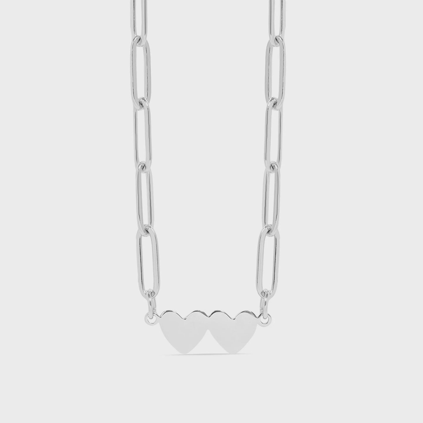 Double Heart Paperclip Necklace