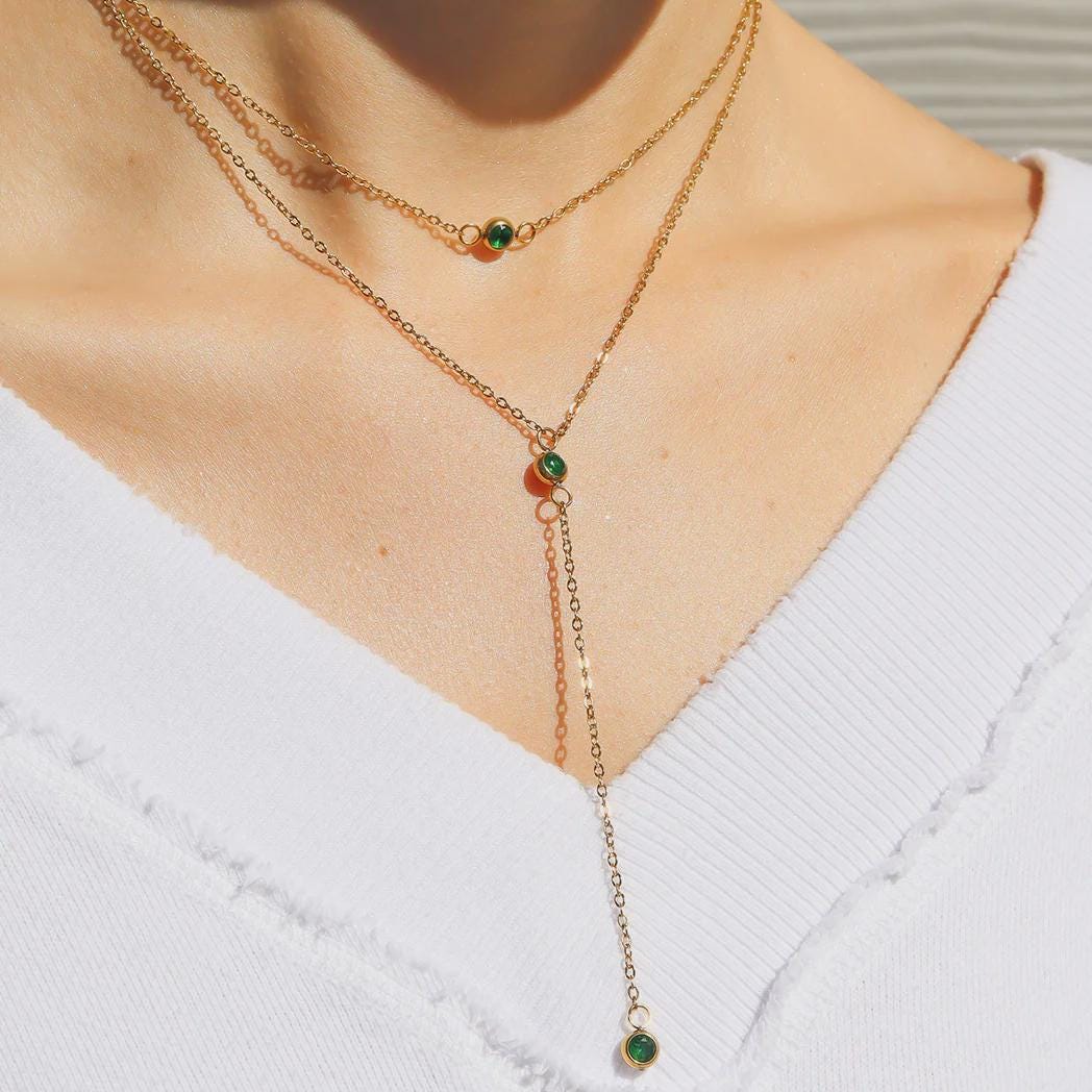 Emerald Lariat Necklace