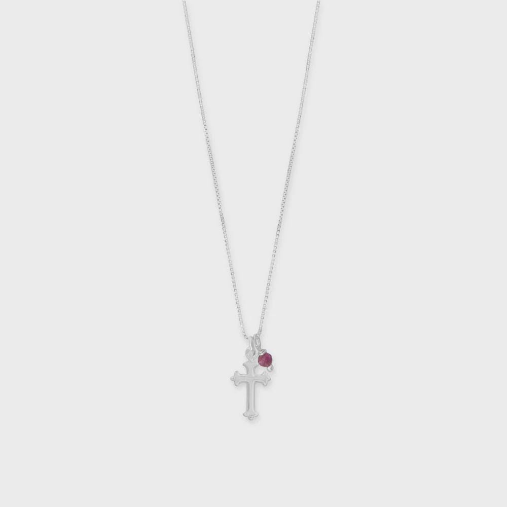 Birthstone Cross Necklace