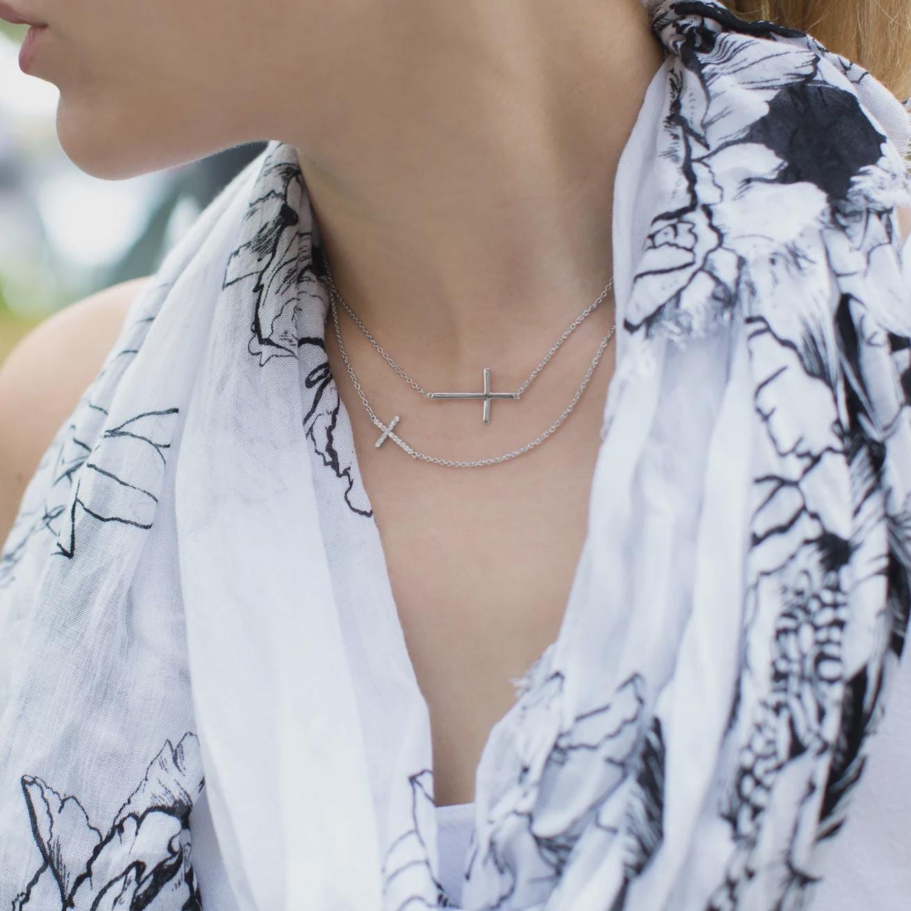 Sideways Cross Necklace
