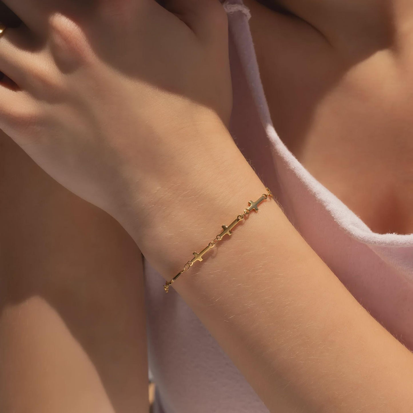 Gold Cross Chain Bracelet