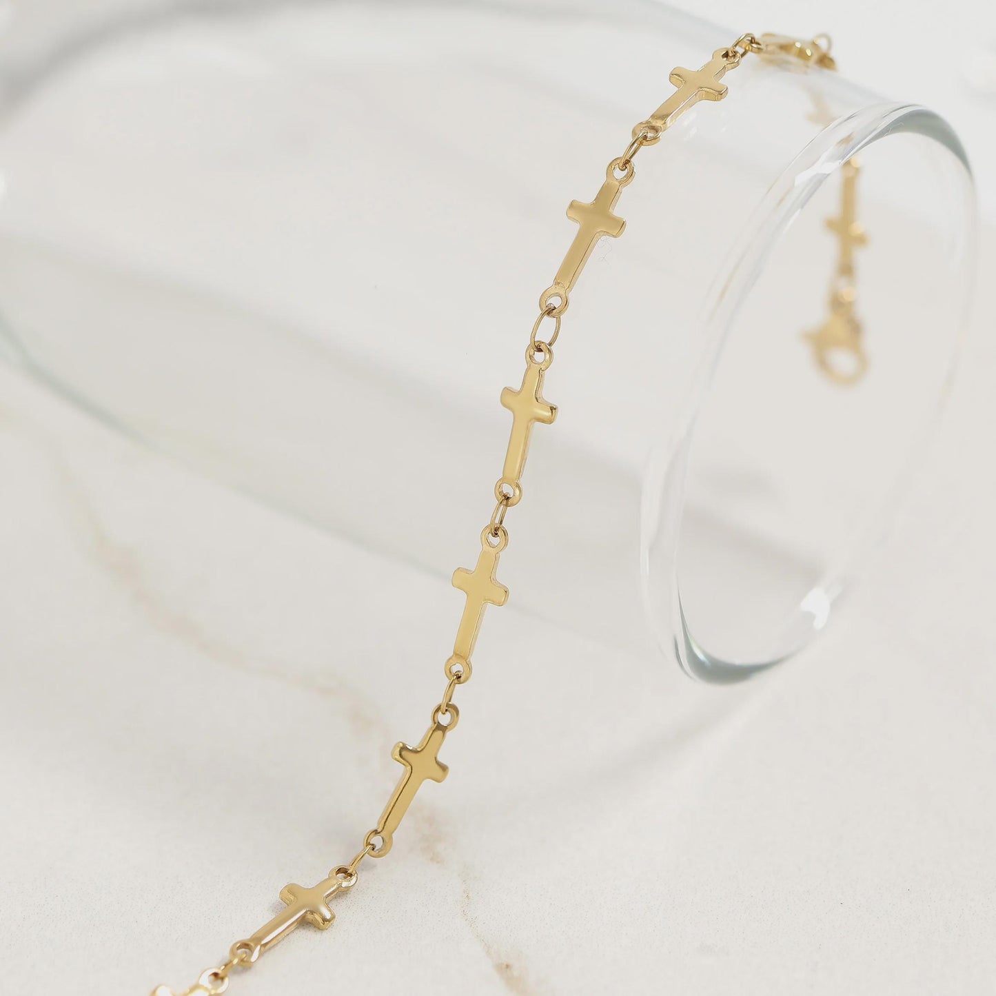 Gold Cross Chain Bracelet