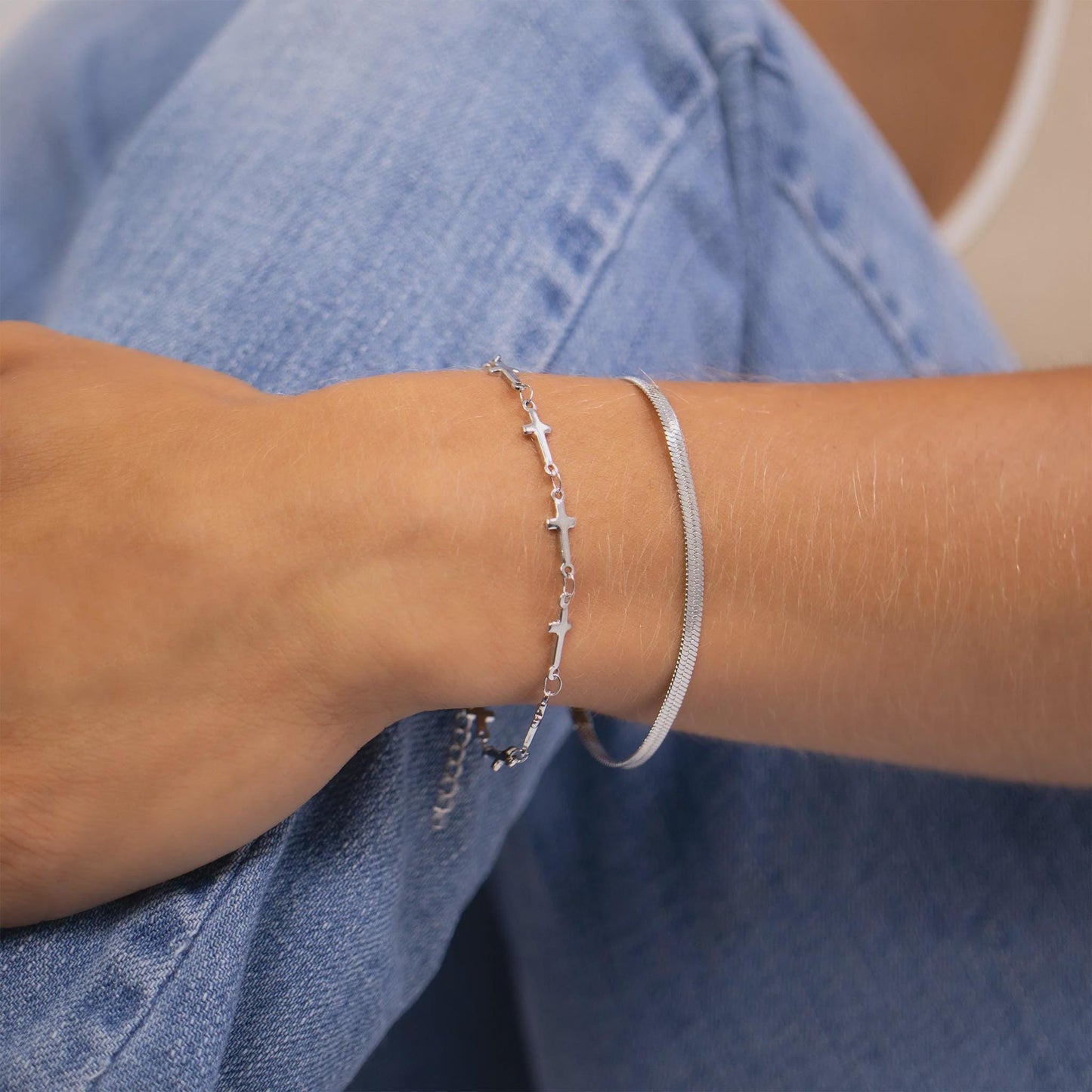 Gold Cross Chain Bracelet