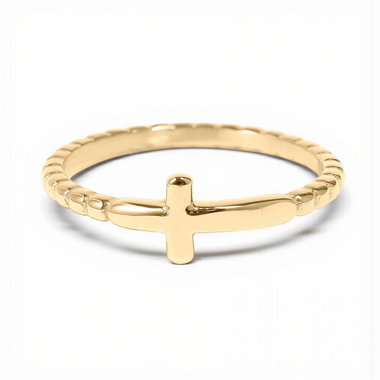 Beaded Cross Stacking Ring