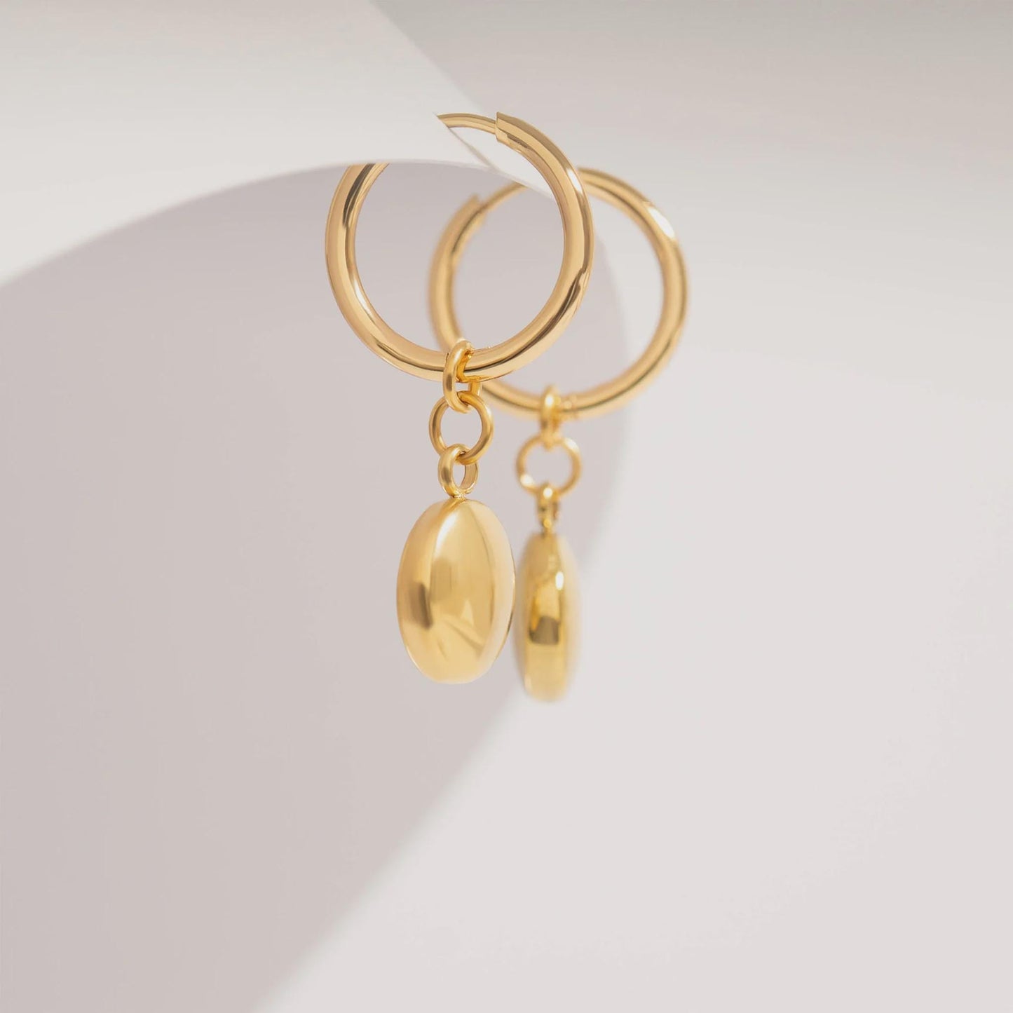 Circle Coin Huggie Earrings