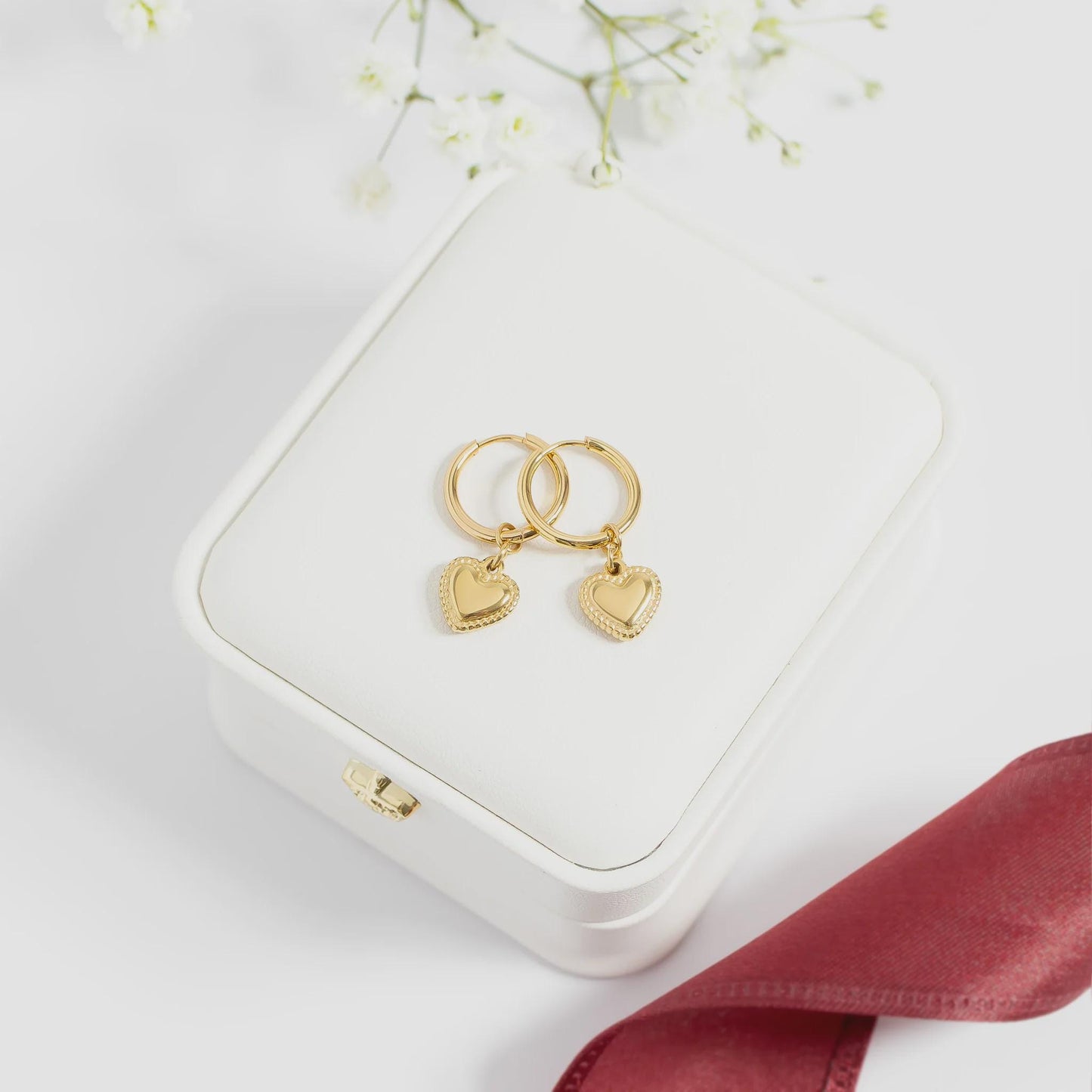 Heart Pendant Hoop Earrings