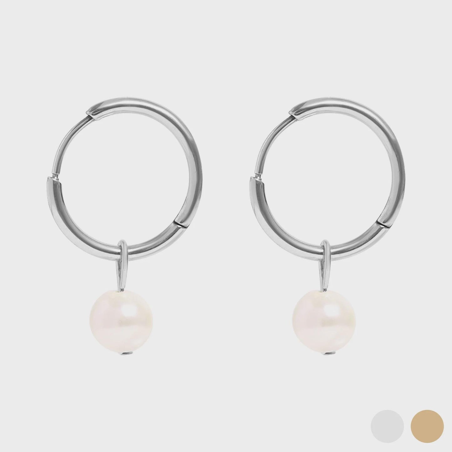 Pearl Charm Huggie Hoop Earrings