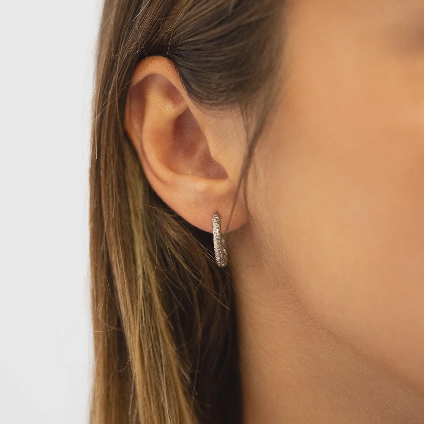 Textured Huggie Hoop Earrings