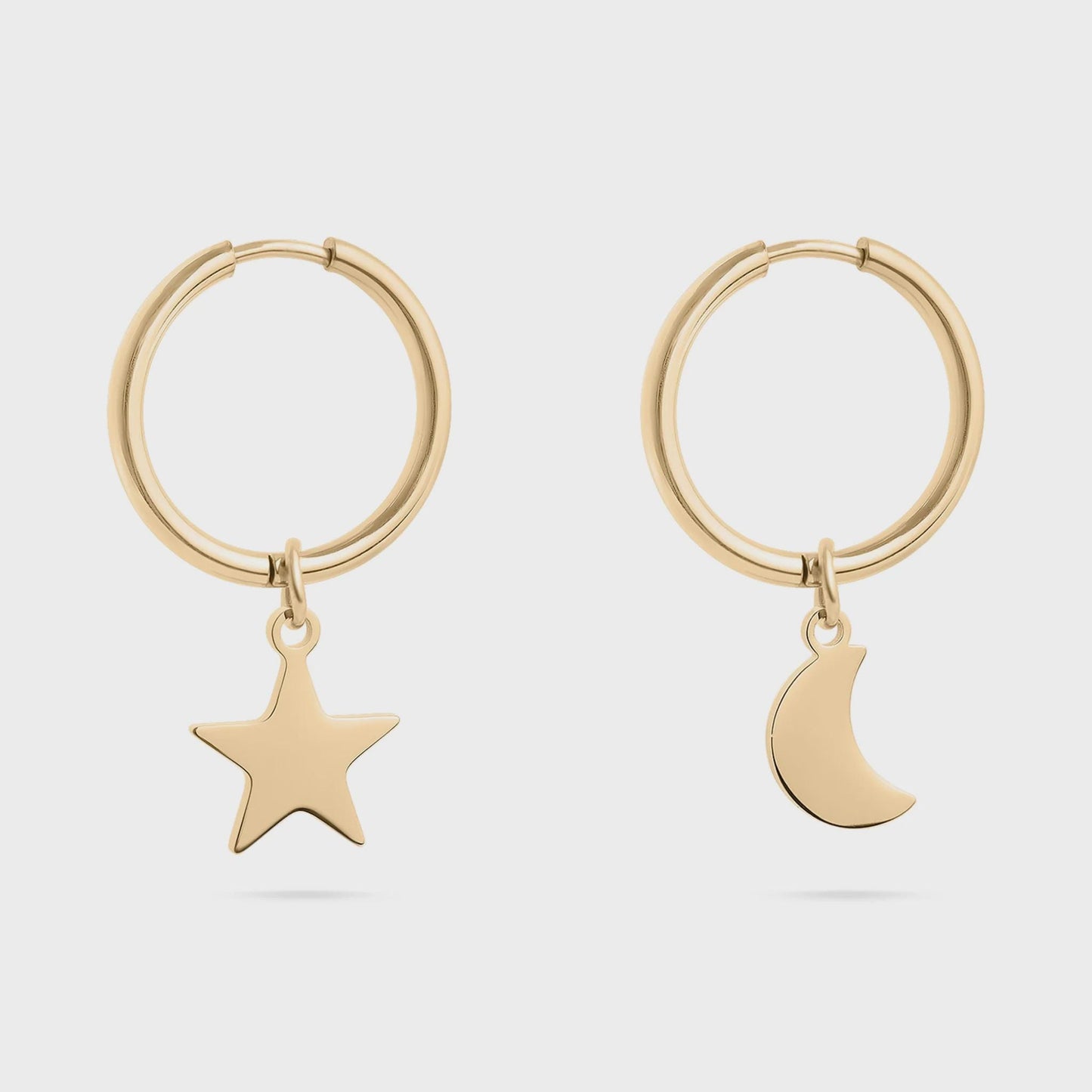Star and Moon Pendant Huggie Earrings