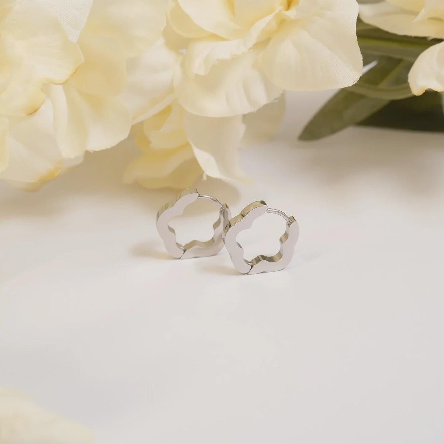 Gold Flower Huggie Earrings