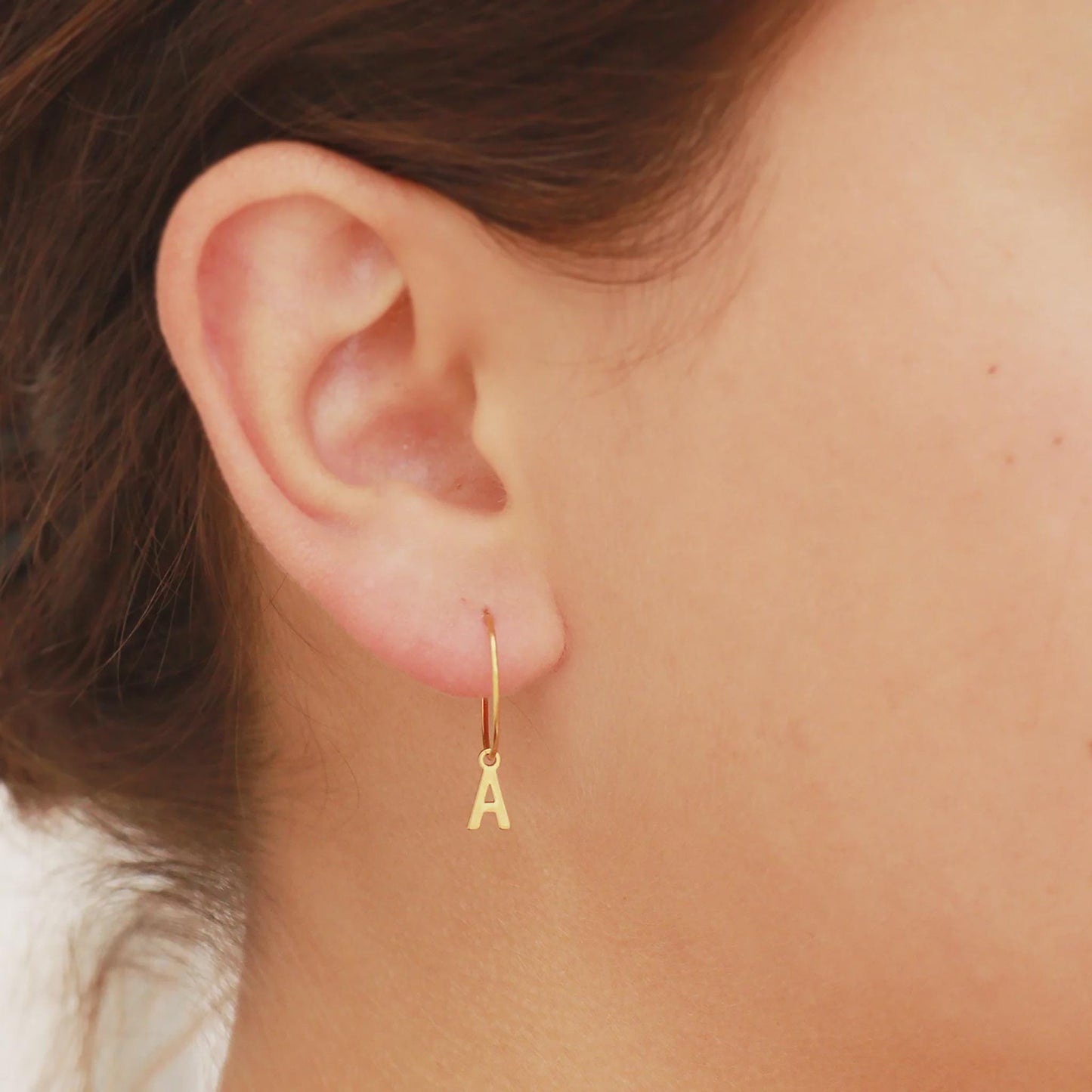 Mini Gold Initial Hoop Earrings