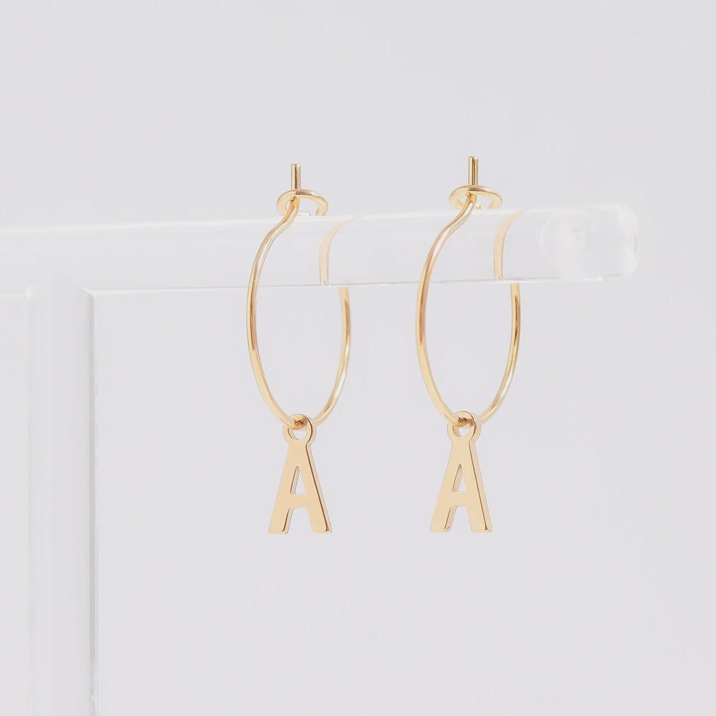 Mini Gold Initial Hoop Earrings