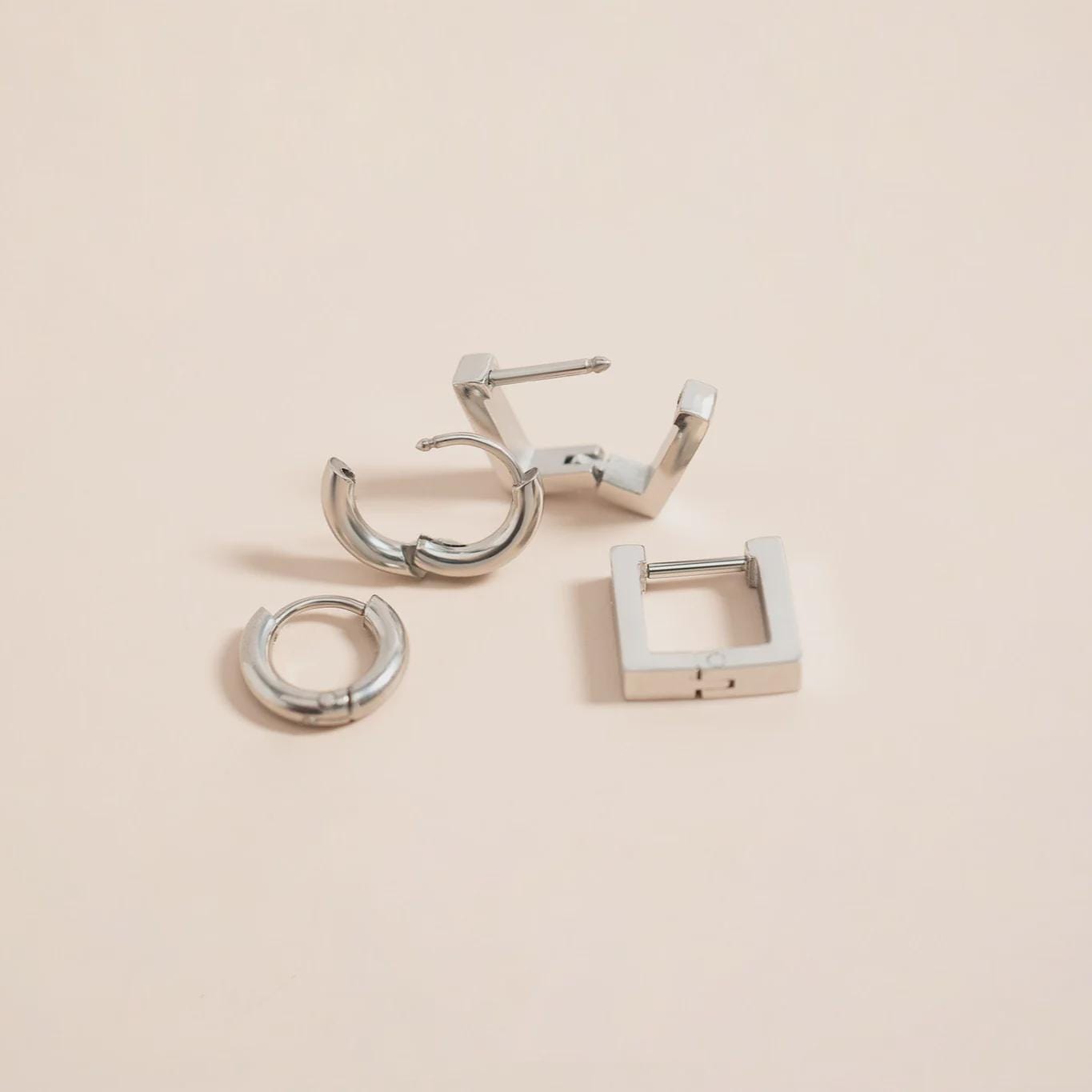 Square Huggie Hoop Earrings