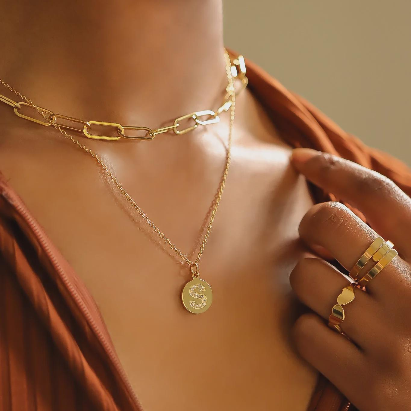 Gold Initial Pendant Necklace