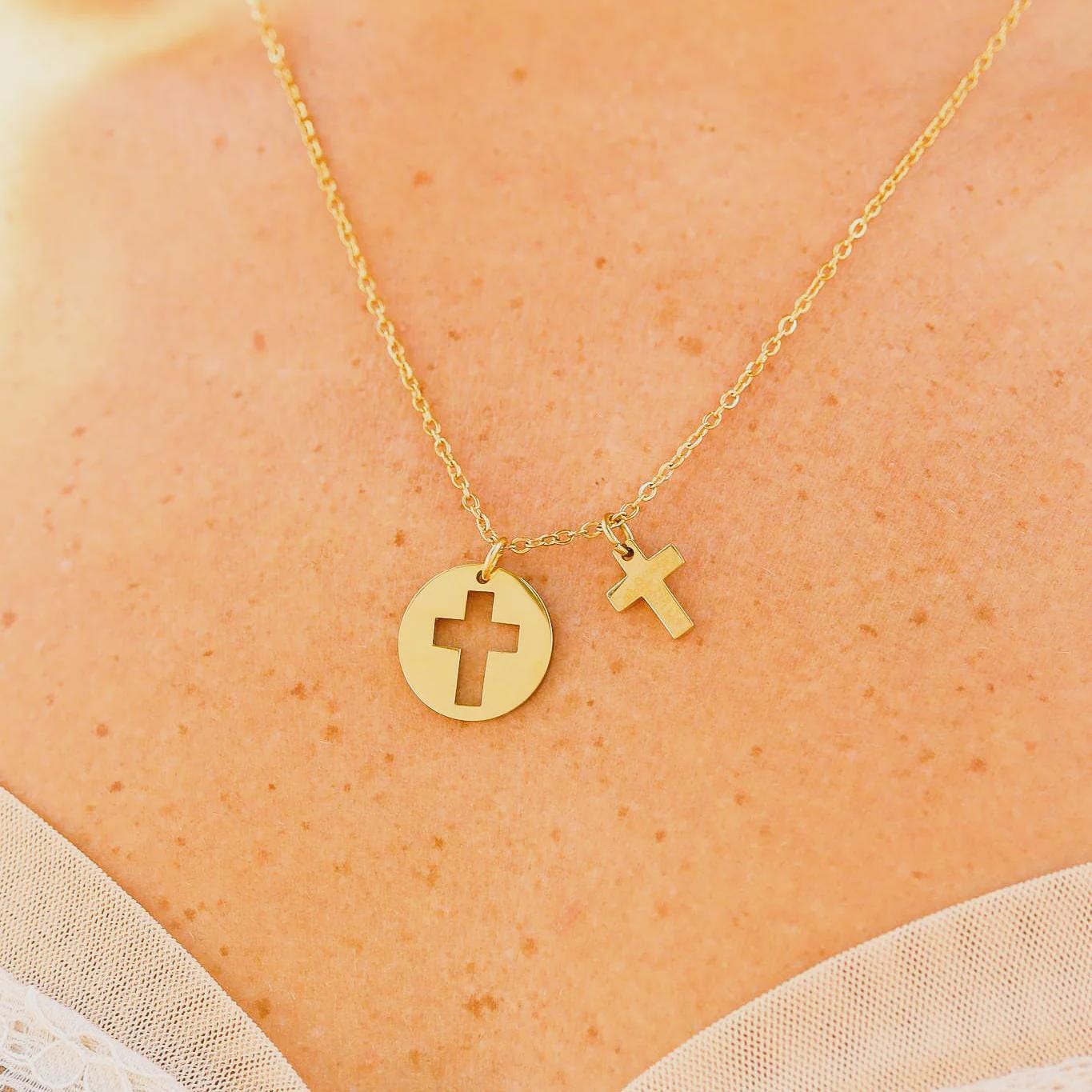 Cross Cutout Pendant Necklace