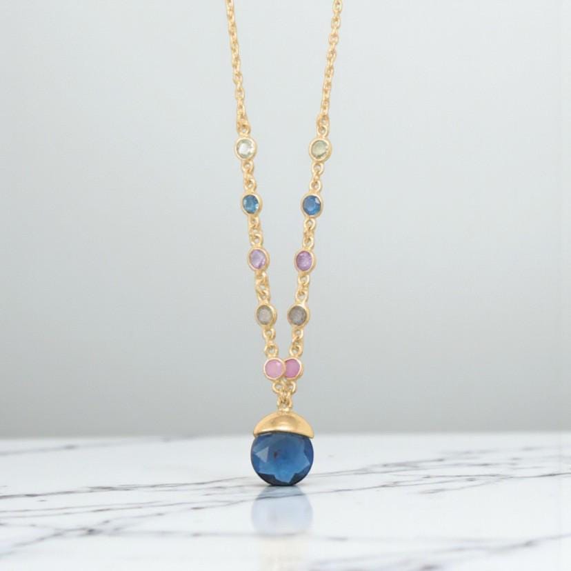 Blue Glass Drop Necklace