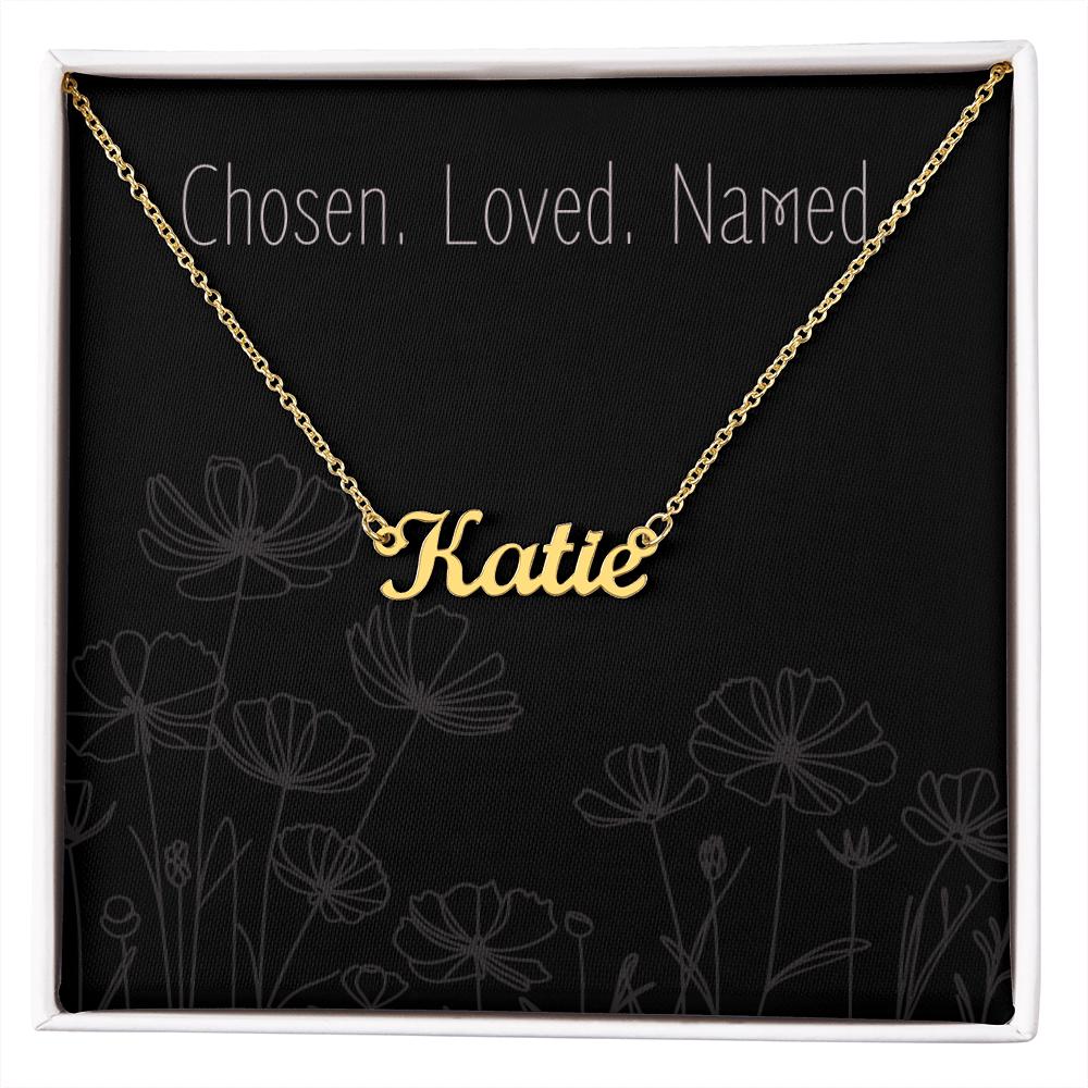 Custom Name Necklace, Personalized Necklace, “Chosen. Loved. Named.” Message Card | Personalized Jewelry Gift for Her