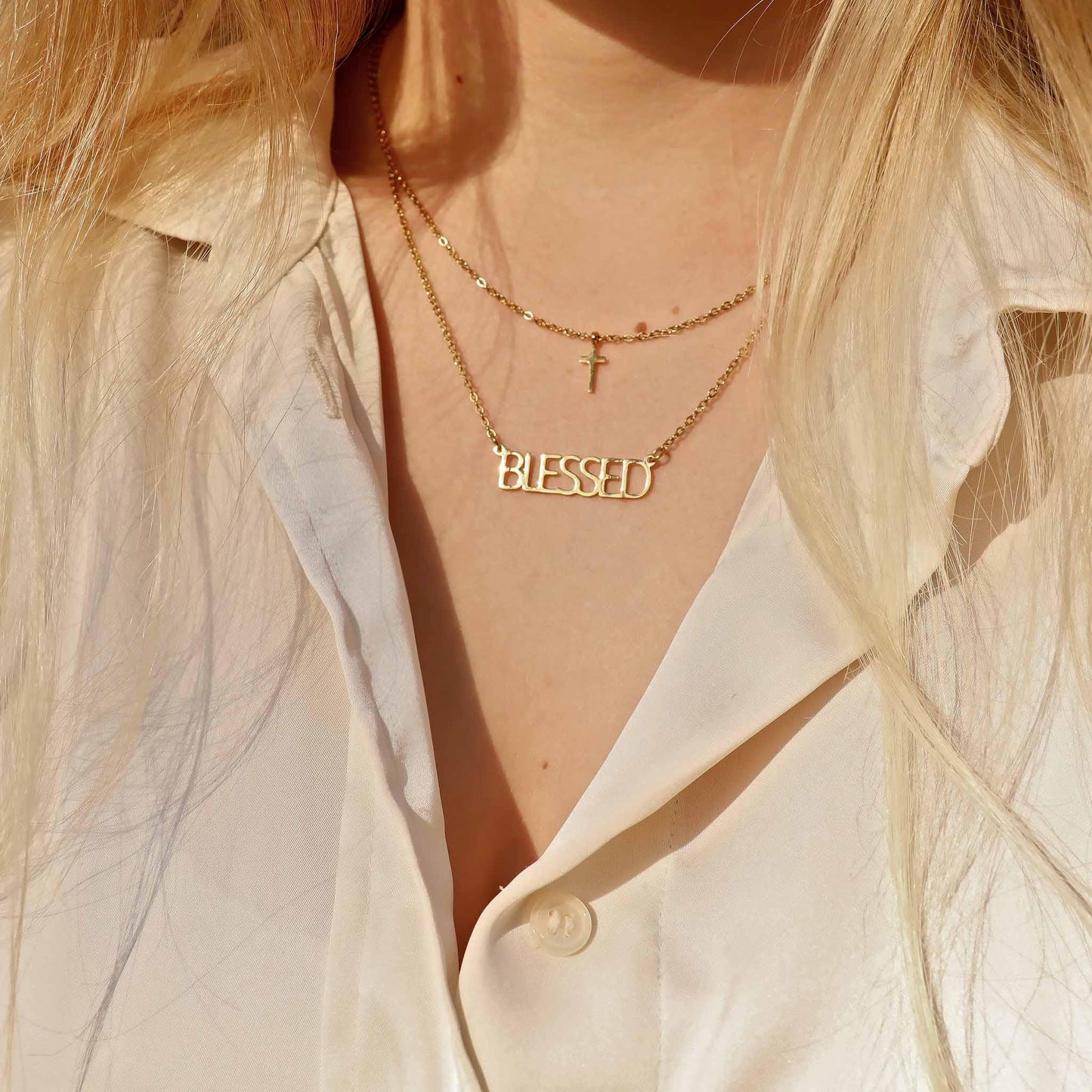 Blessed Cross Layered Necklace