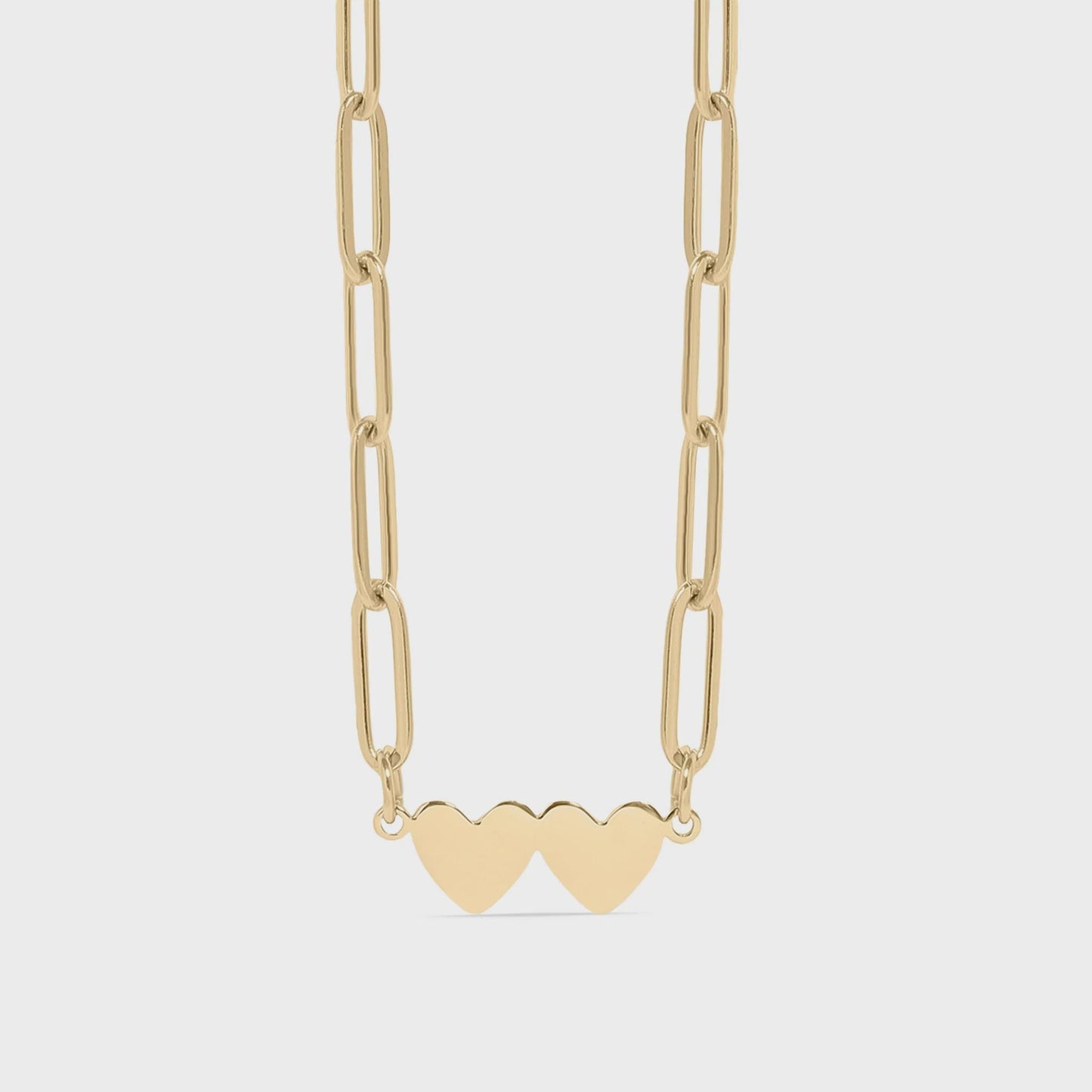 Double Heart Paperclip Necklace