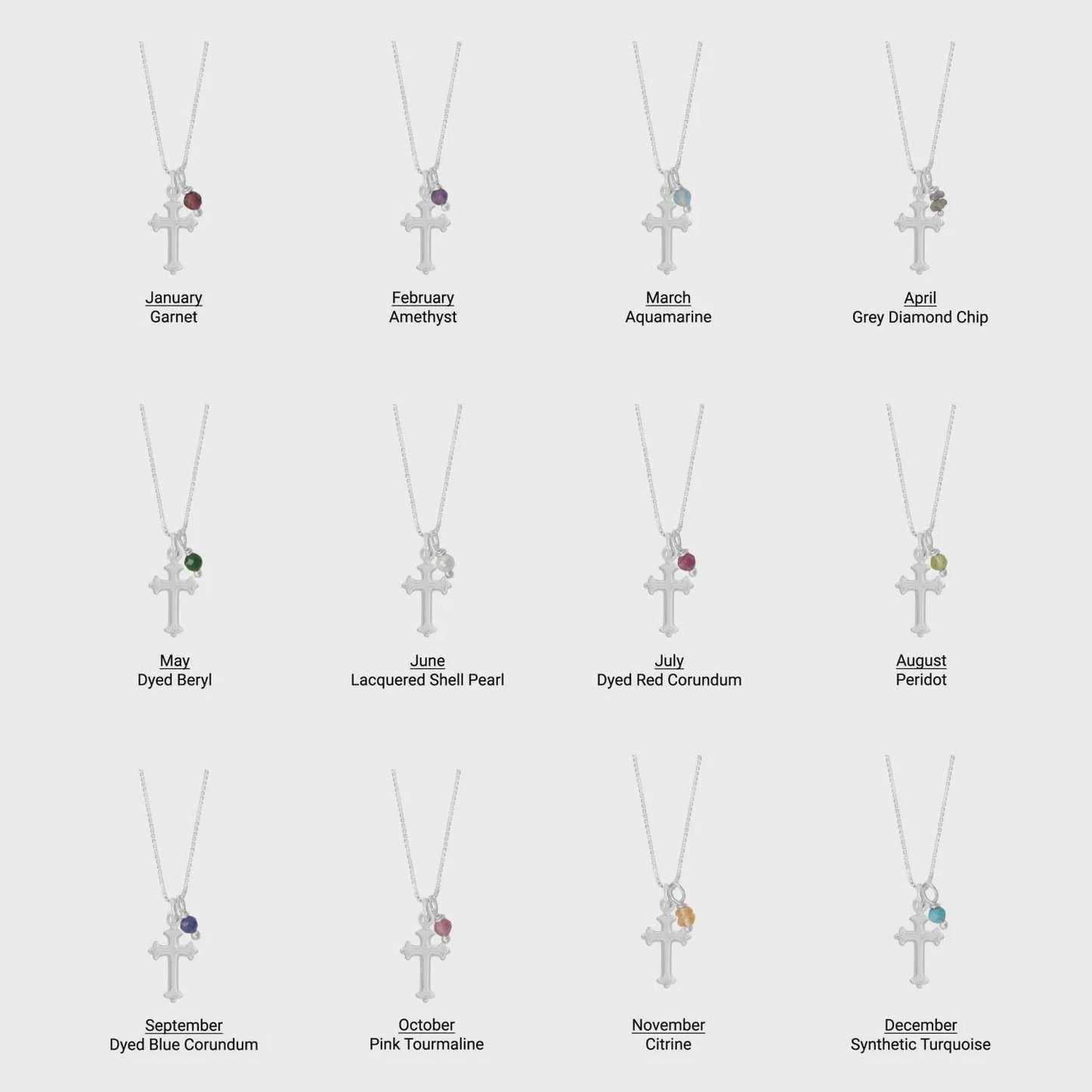 Birthstone Cross Necklace
