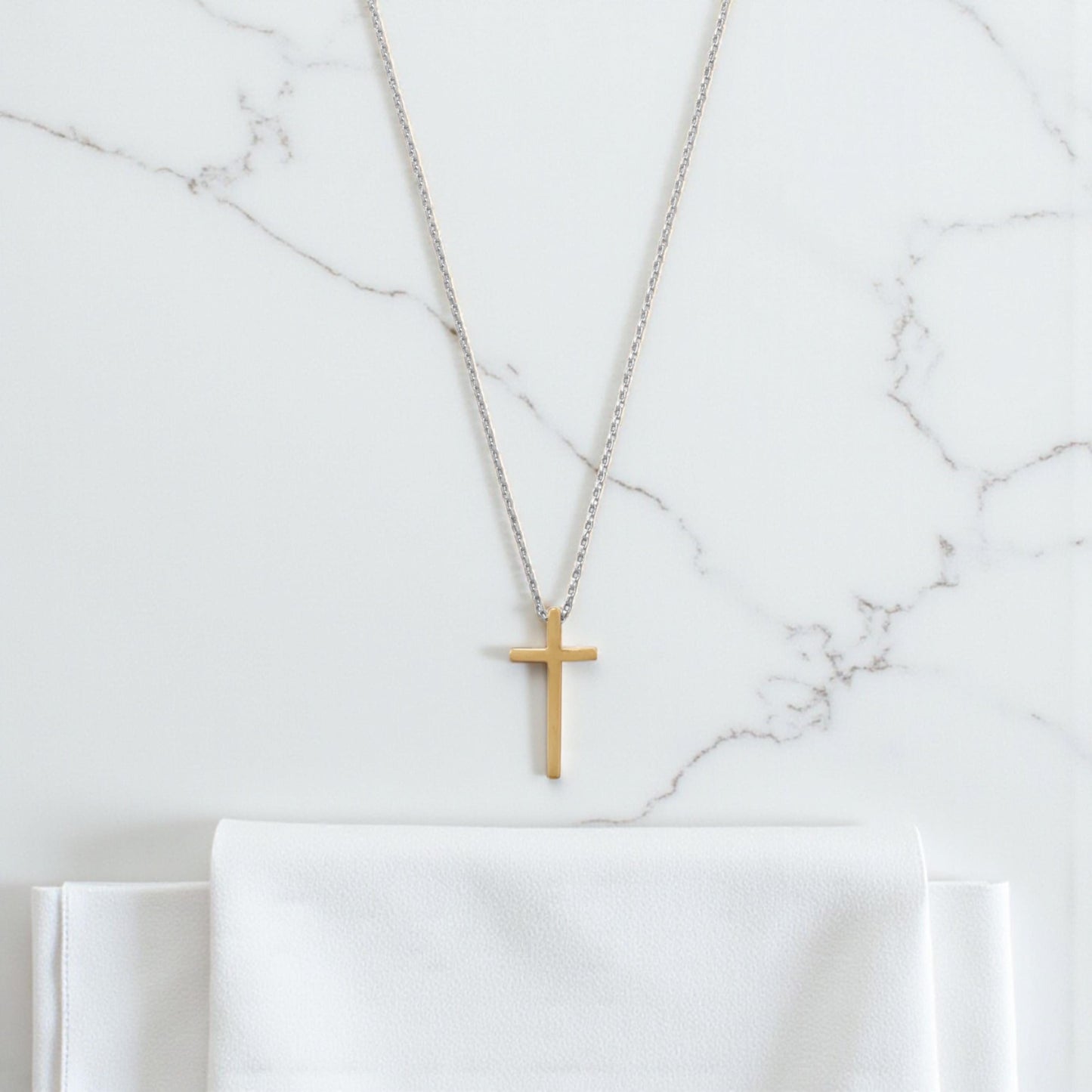 Two-Tone Cross Necklace