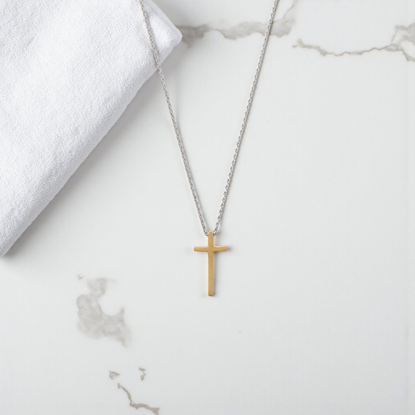 Two-Tone Cross Necklace