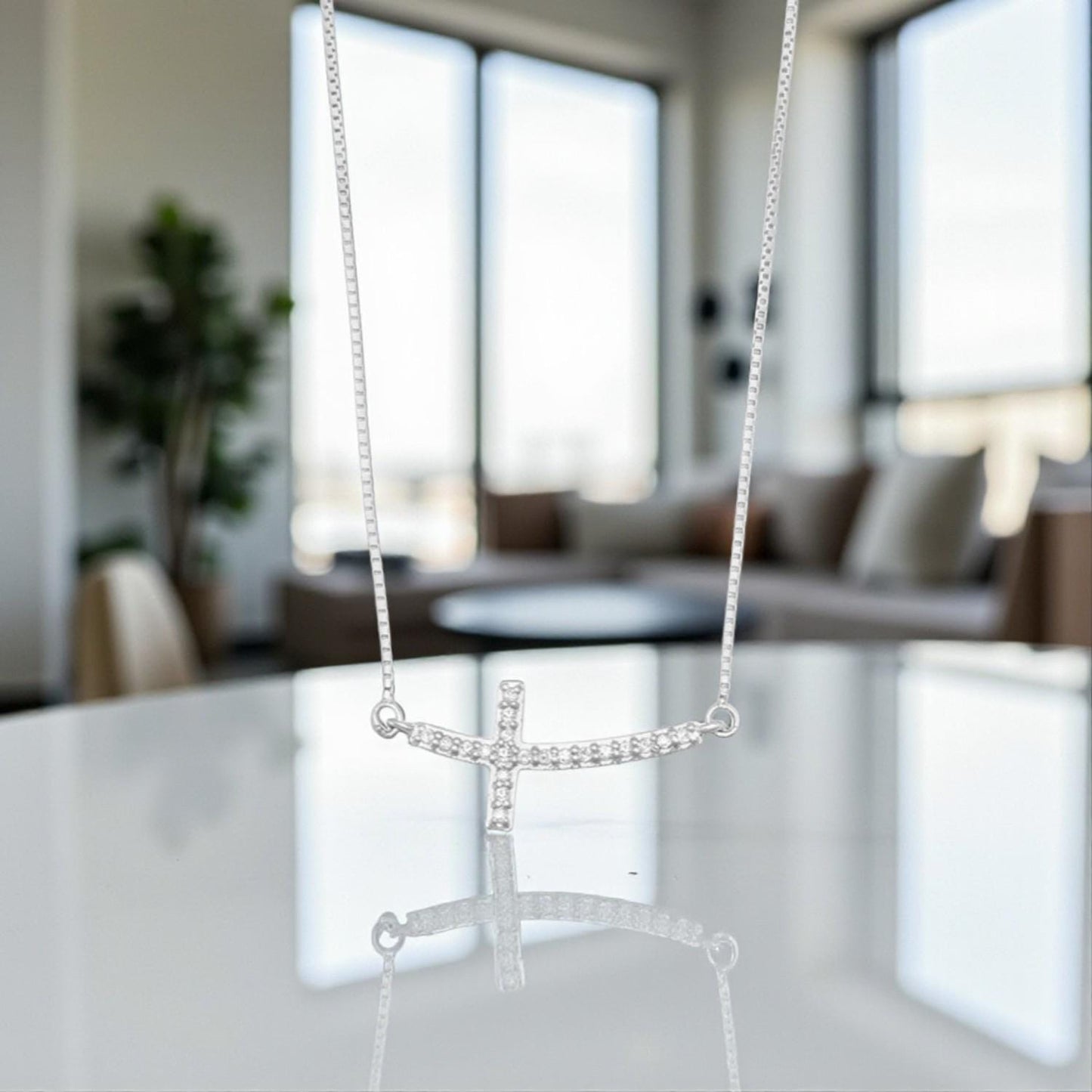 Diamond Sideways Cross Necklace