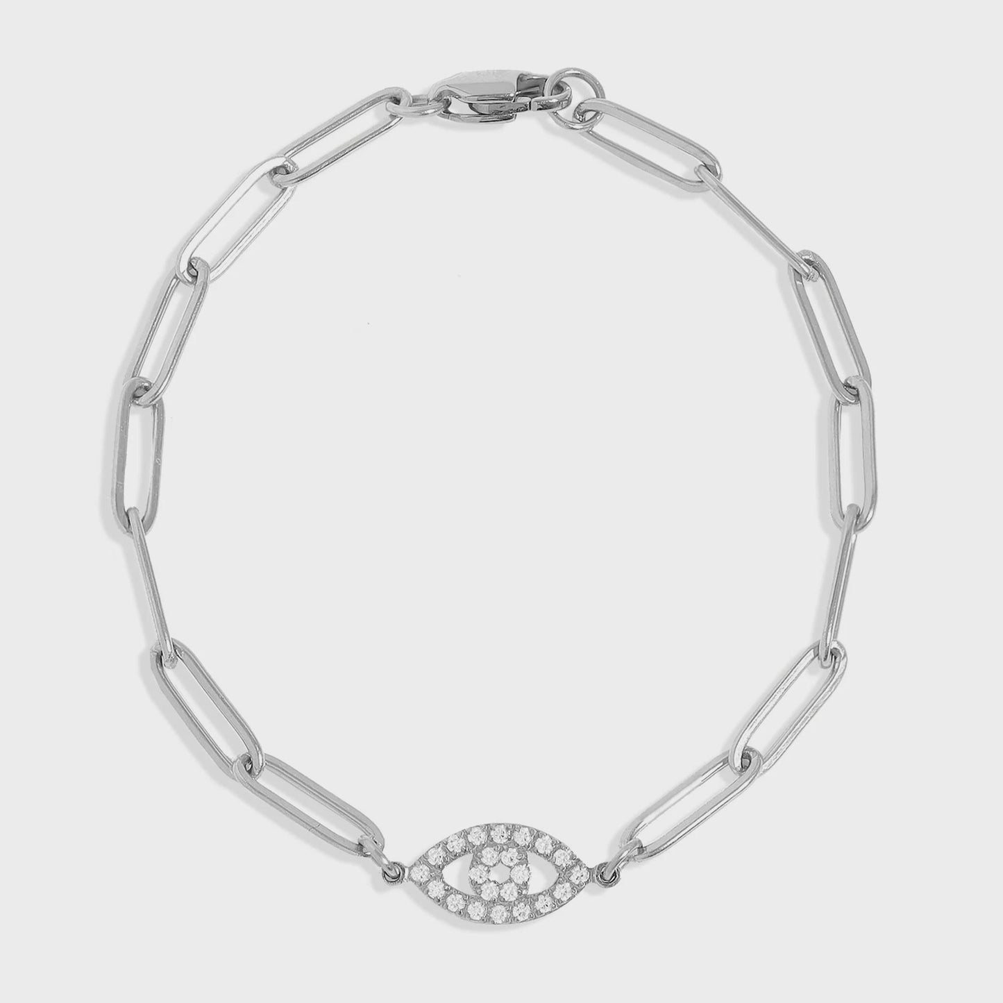 Evil Eye Paperclip Bracelet