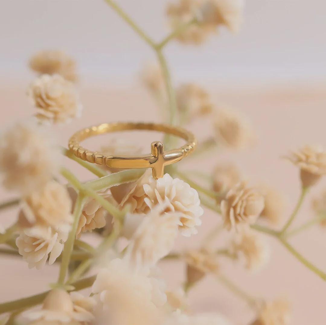 Beaded Cross Stacking Ring
