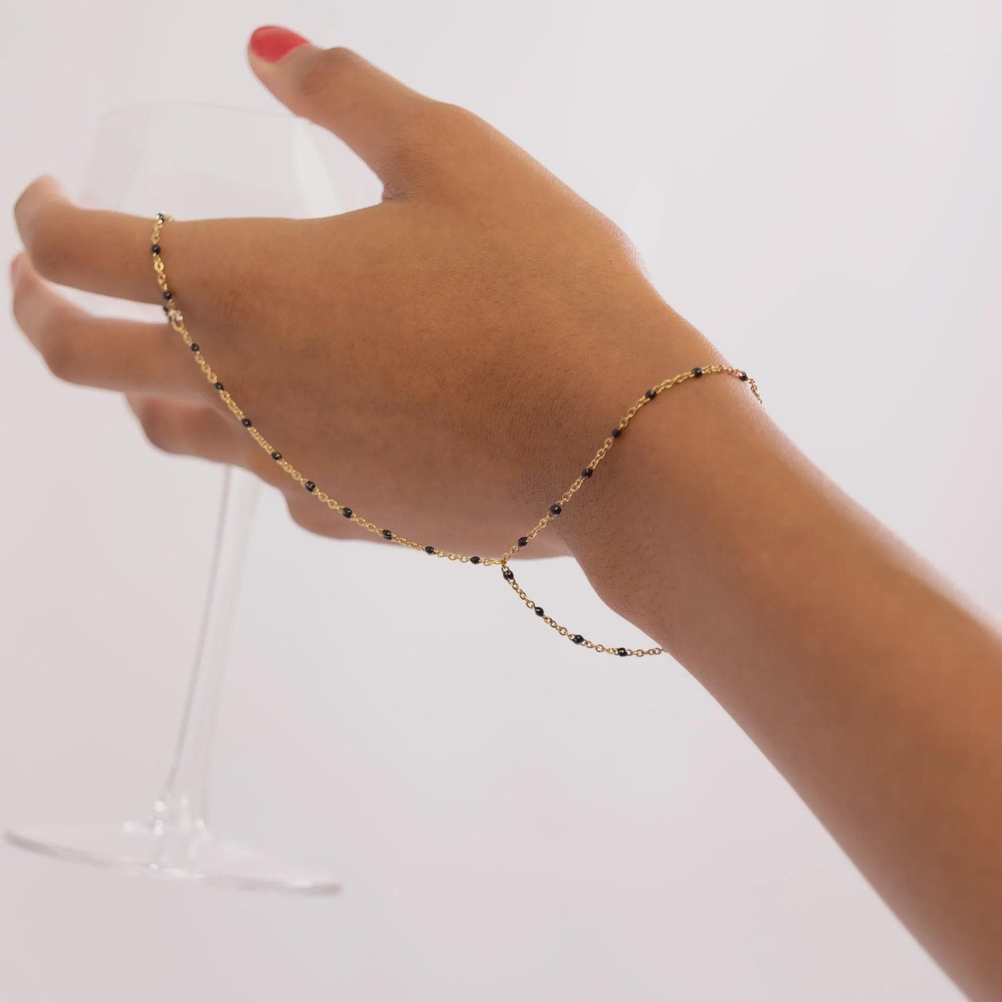 Black Bead Hand Chain