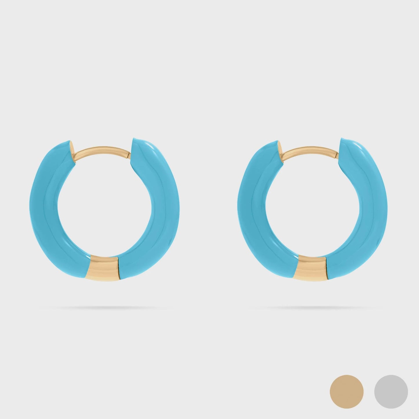 Blue Epoxy Huggie Hoop Earrings