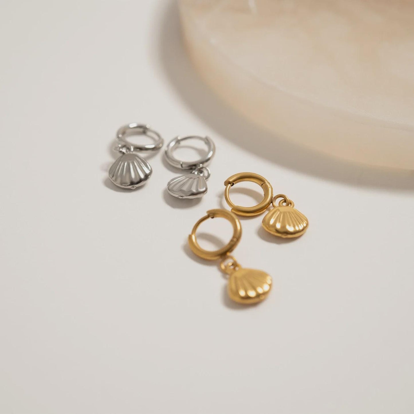 Shell Charm Huggie Earrings