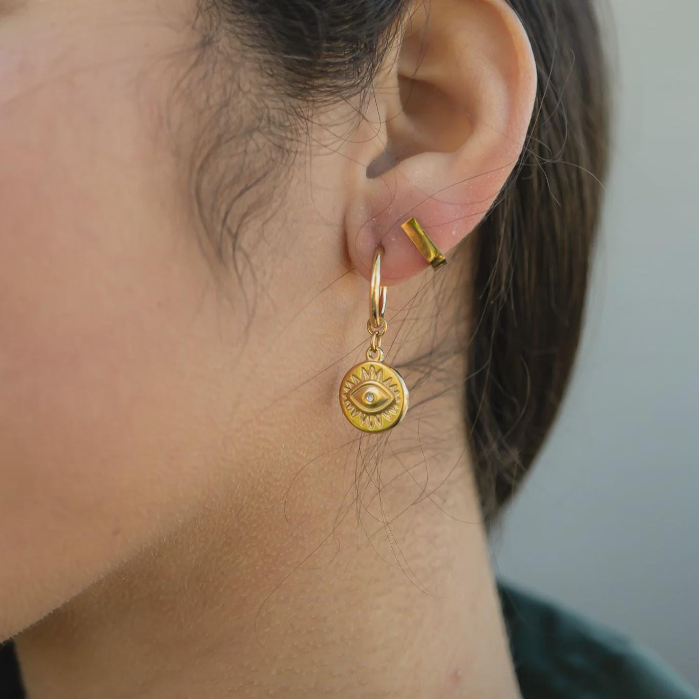 Evil Eye Huggie Earrings