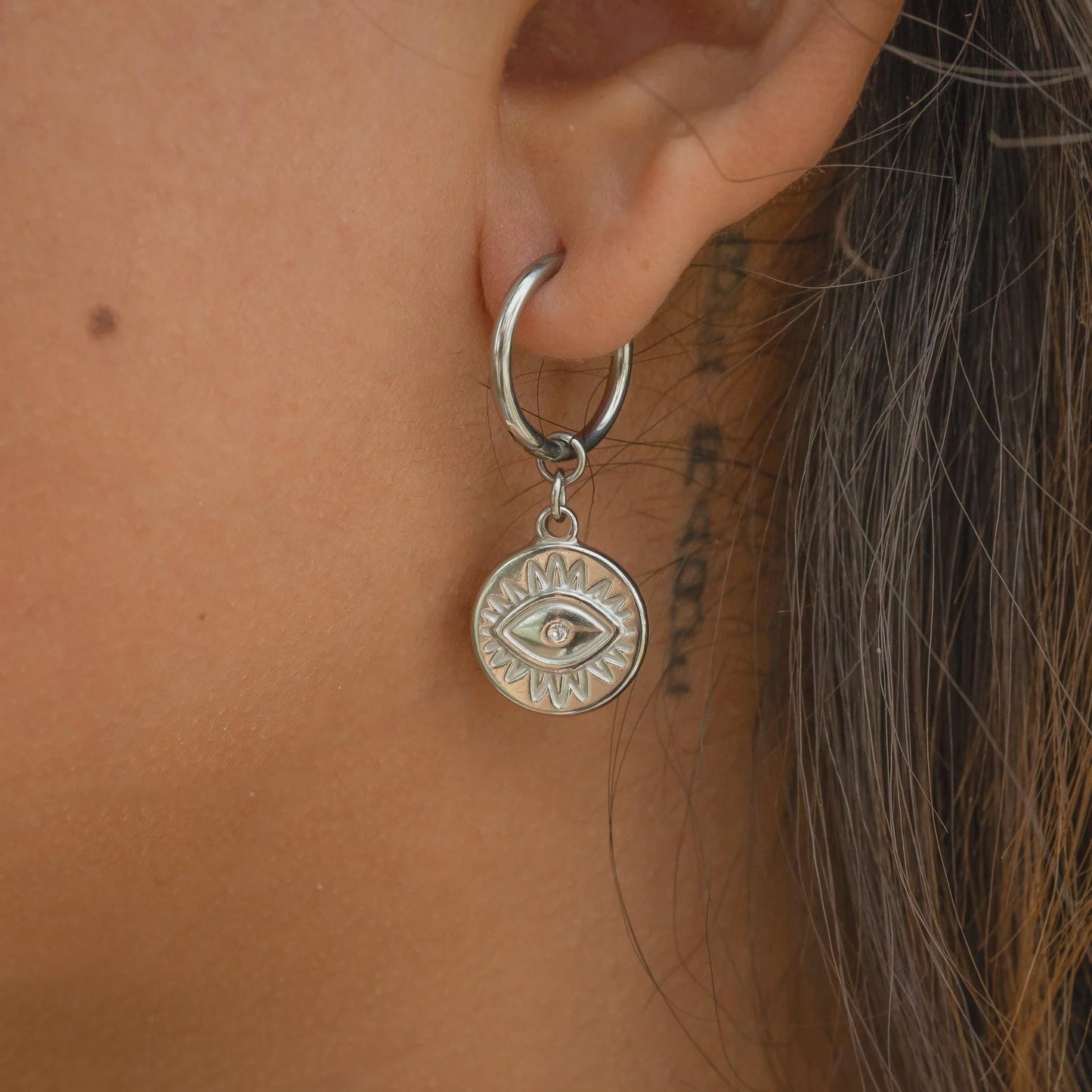 Evil Eye Huggie Earrings