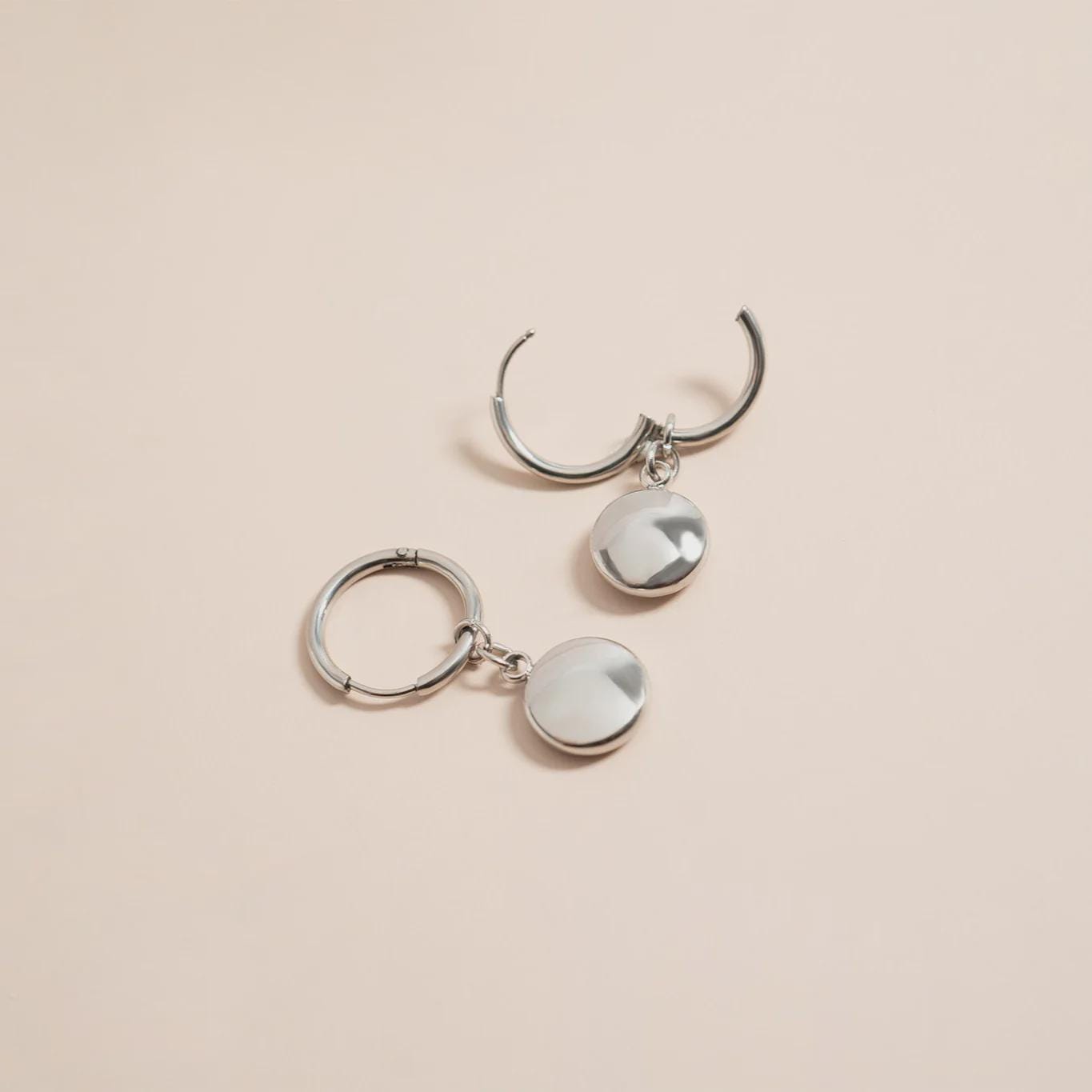 Circle Coin Huggie Earrings
