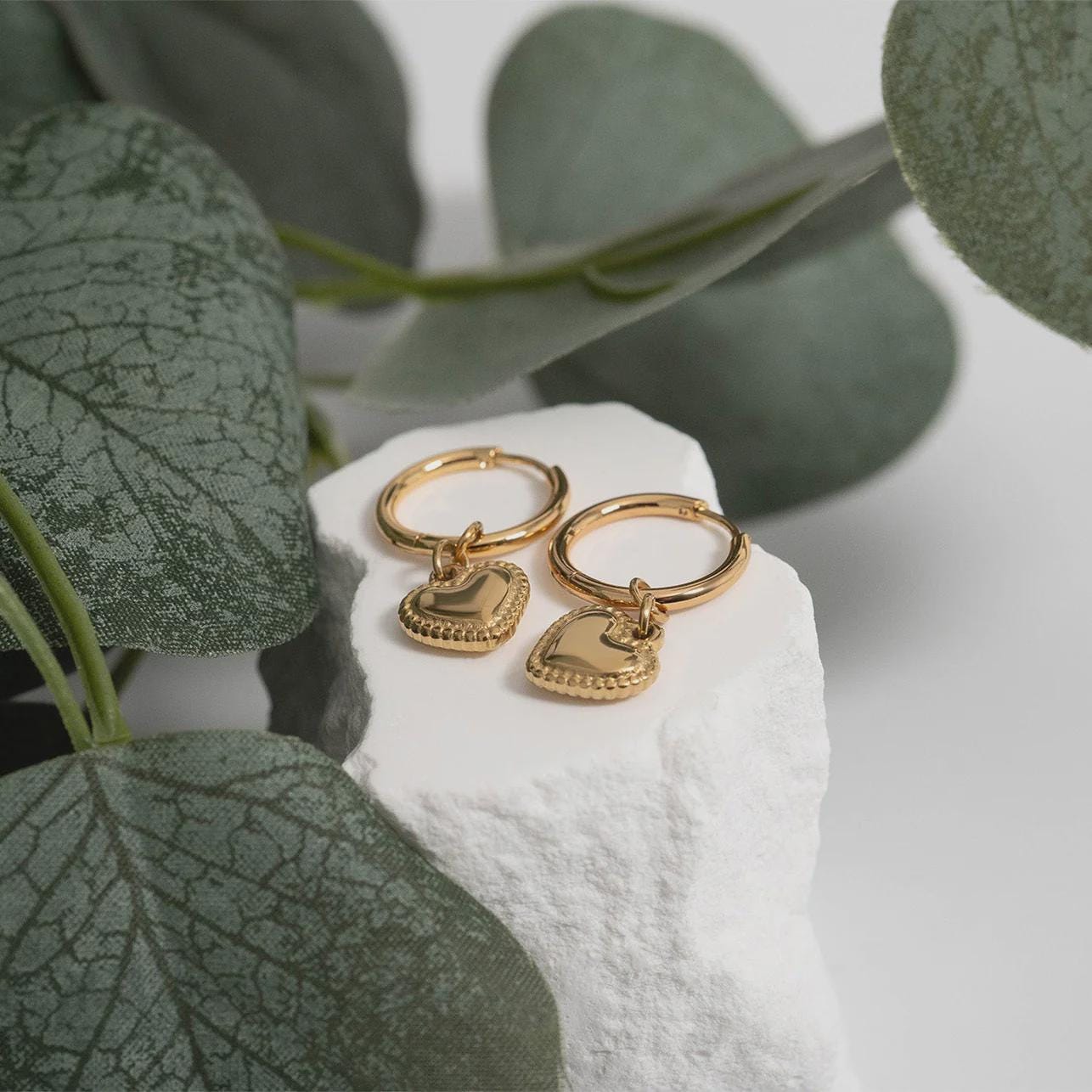 Heart Pendant Hoop Earrings