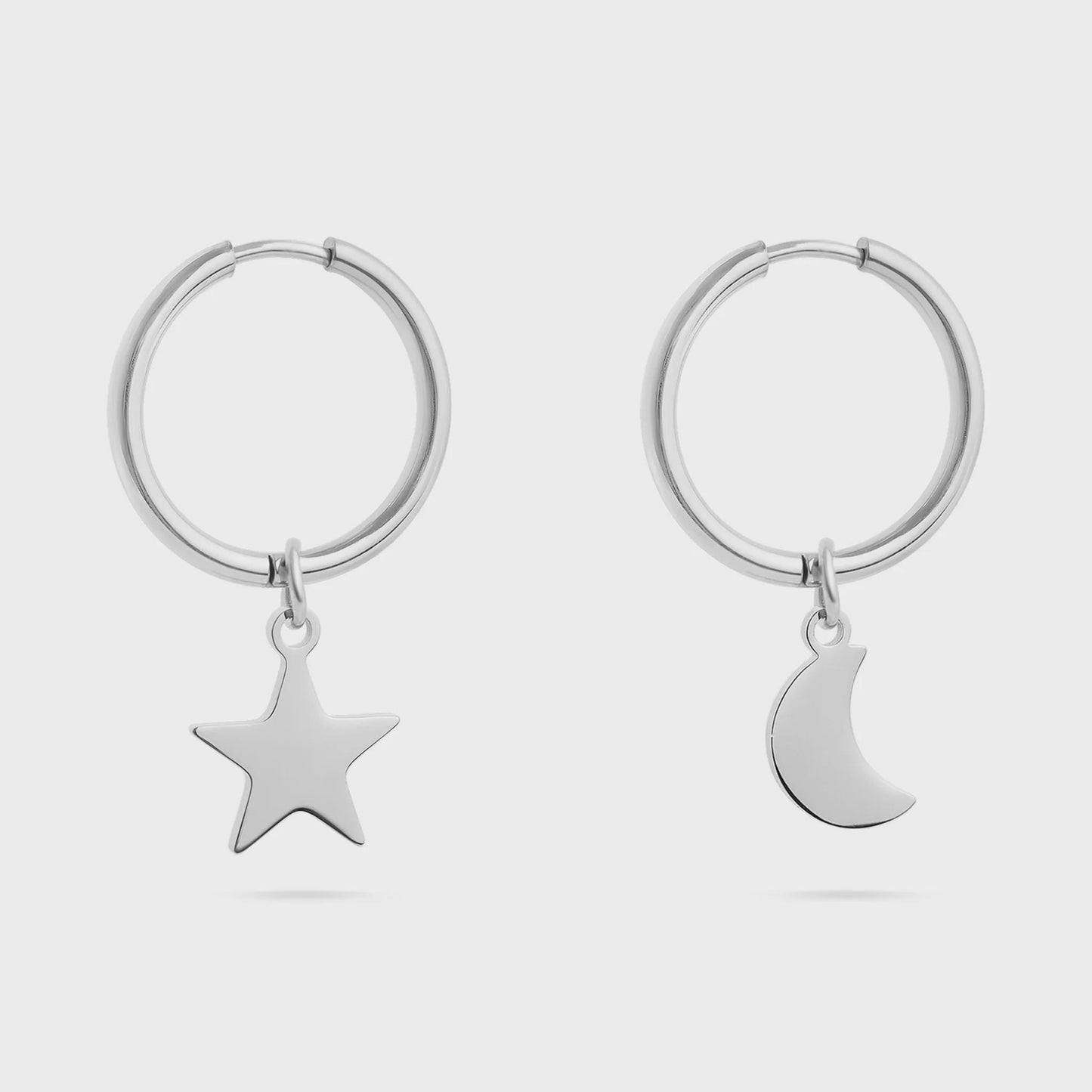 Star and Moon Pendant Huggie Earrings