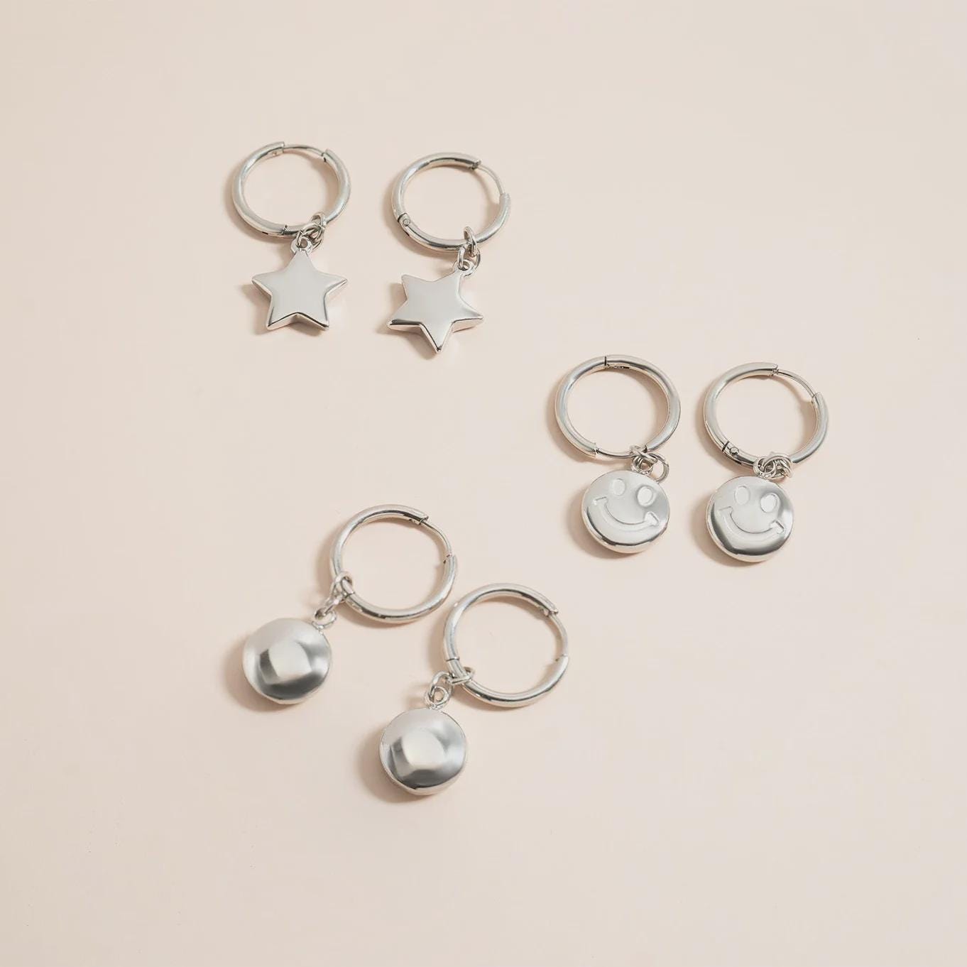 Star and Moon Pendant Huggie Earrings