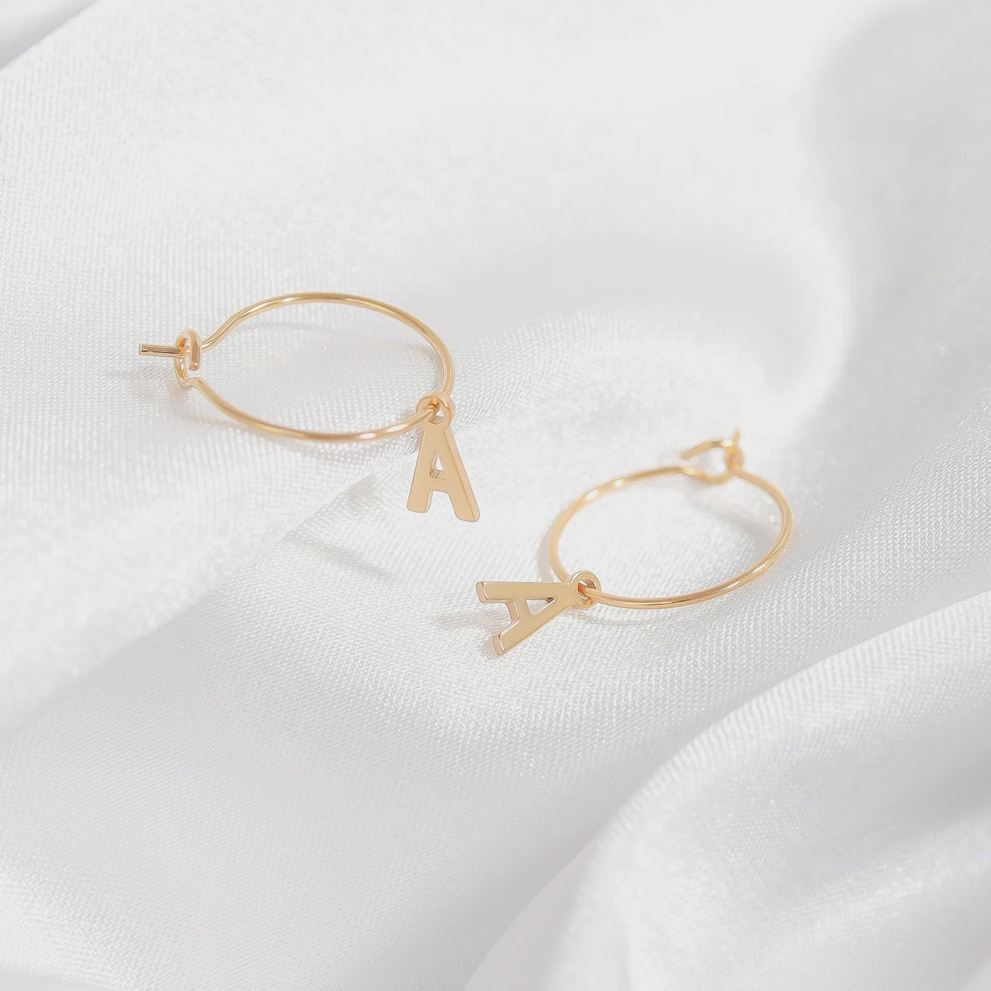 Mini Gold Initial Hoop Earrings