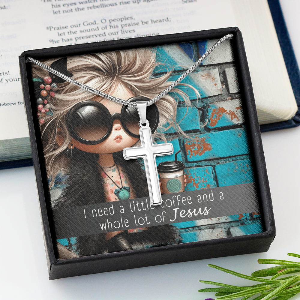 Christian Coffee Lover Cross Necklace