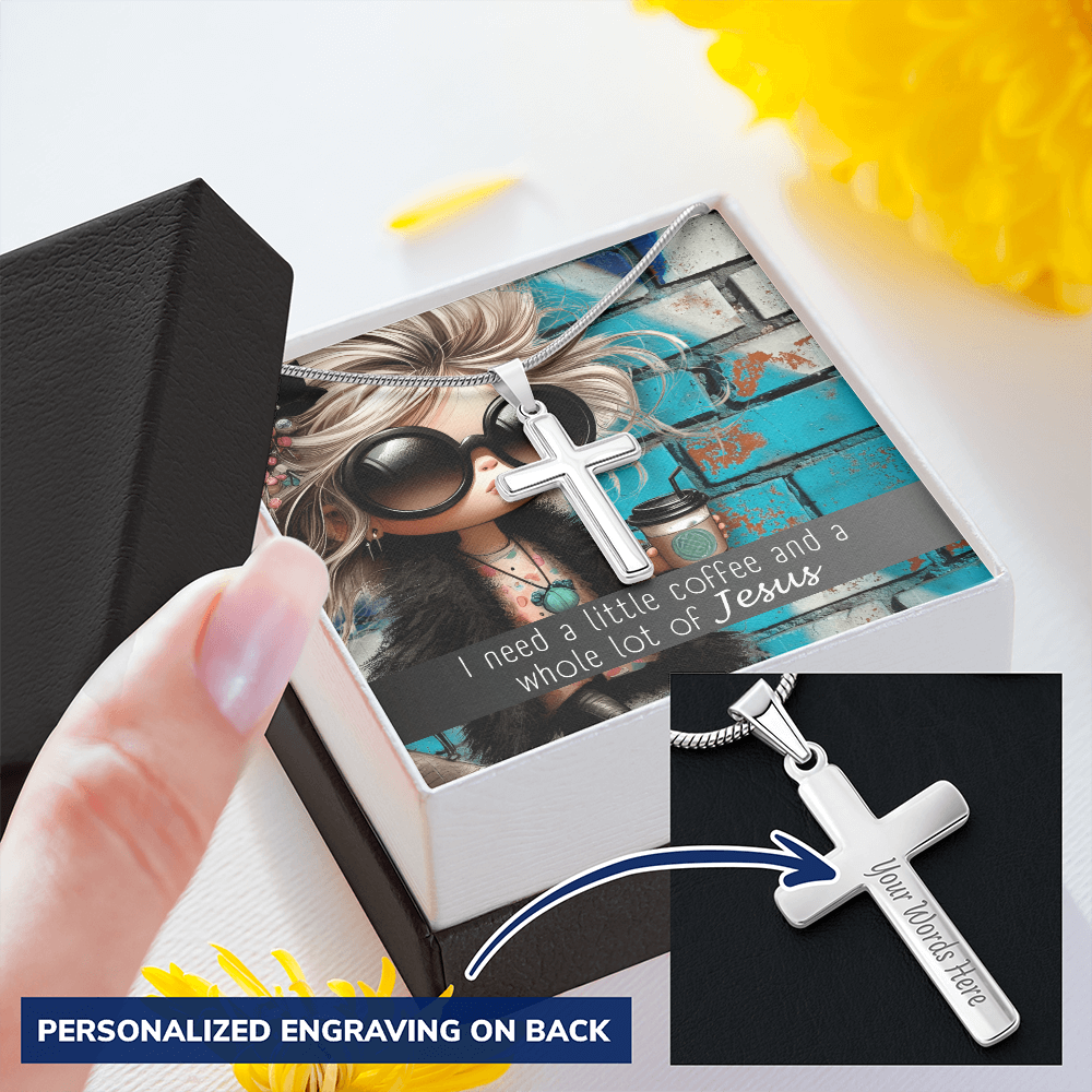 Christian Coffee Lover Cross Necklace