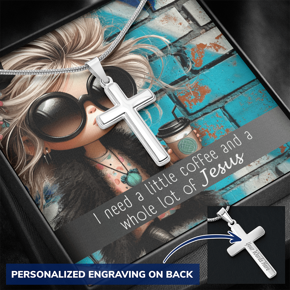 Christian Coffee Lover Cross Necklace