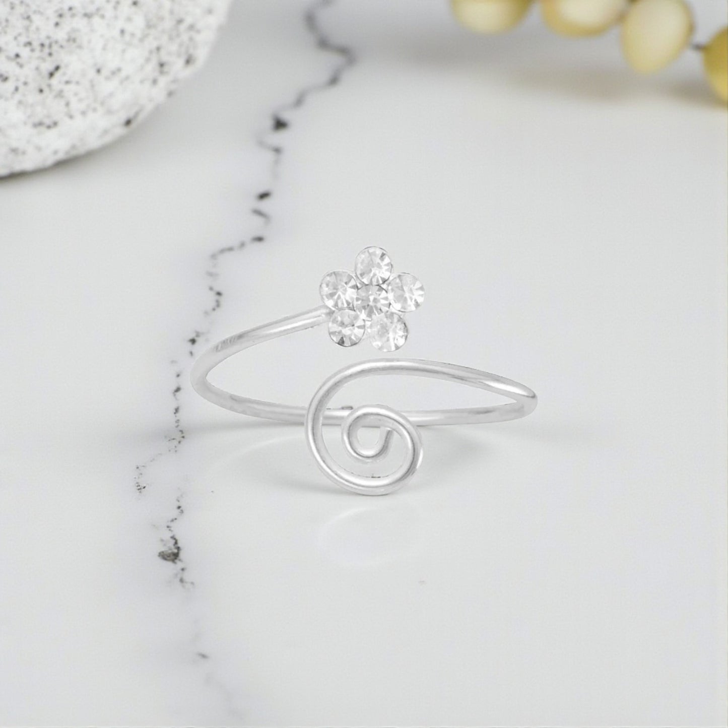 Crystal Flower Toe Ring