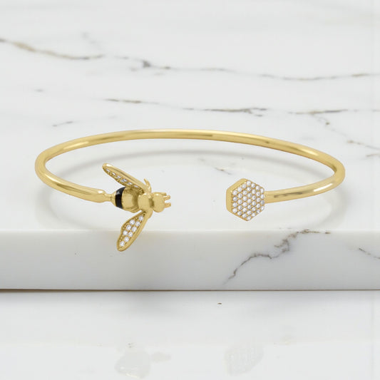 BEE Mine! 14 Karat Gold Plated CZ Cuff